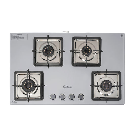 Ultra-Slim Grey 4 Burner Countertop Hob 80 cm Wide | Italian SABAF Valve
