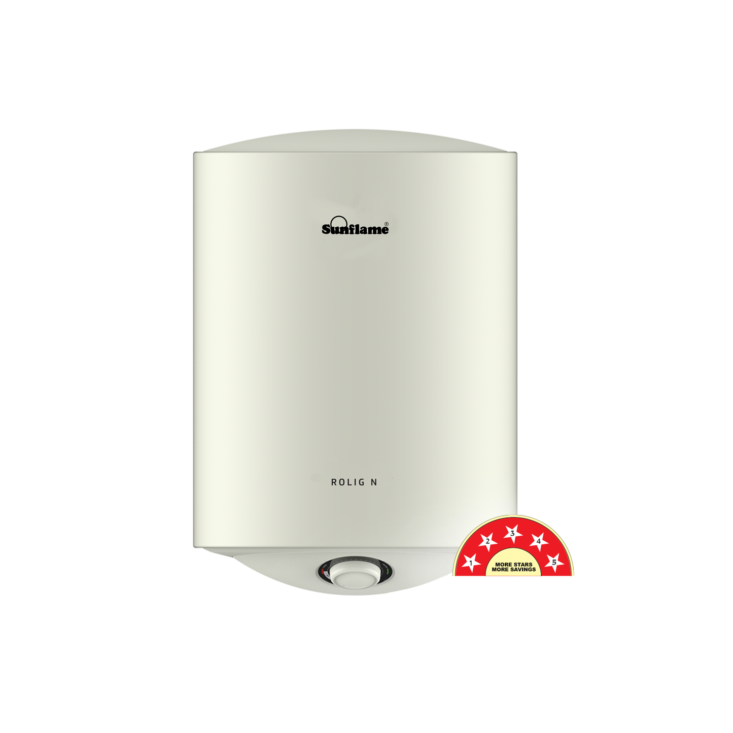 Sunflame Rolig N Geyser 15 Litre Wall Mount Water Heater For Home | 5 Star Rating | Vitreous Enamel Tank Coating | Advanced Multi-Layered Safety | Suitable For Hard Water&High-Rise Buildings | White