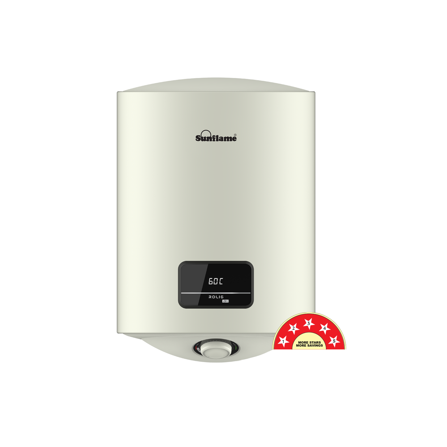 Sunflame Rolig DG Geyser 15 Litre Water Heater with Digital Display | Suitable for Hard Water | Energy Efficient 5 Star Rating | Advanced 4 layered Safety | 5 Year Inner Tank Warranty by Sunflame