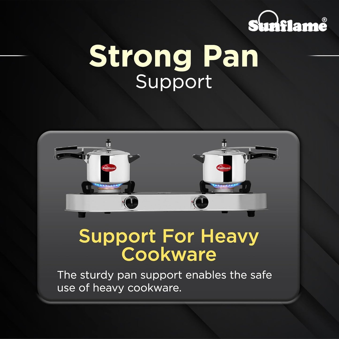 Optra 4 Burner Gas Stove | 2 Medium and 2 Small Brass Burners | Stainless Steel