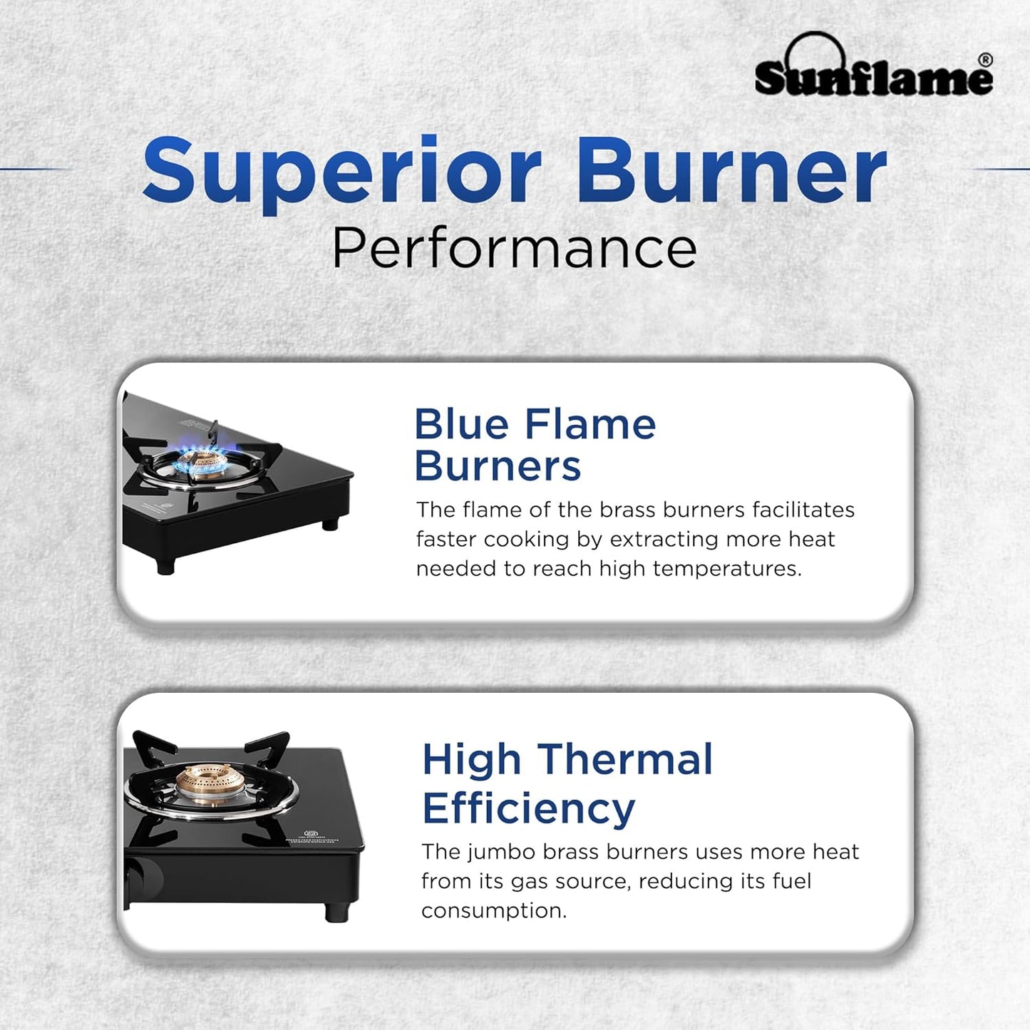 Crystal Nova 2 Burner Gas Stove | 1 Medium and 1 Small Brass Burners |Toughened Glass Top | Black