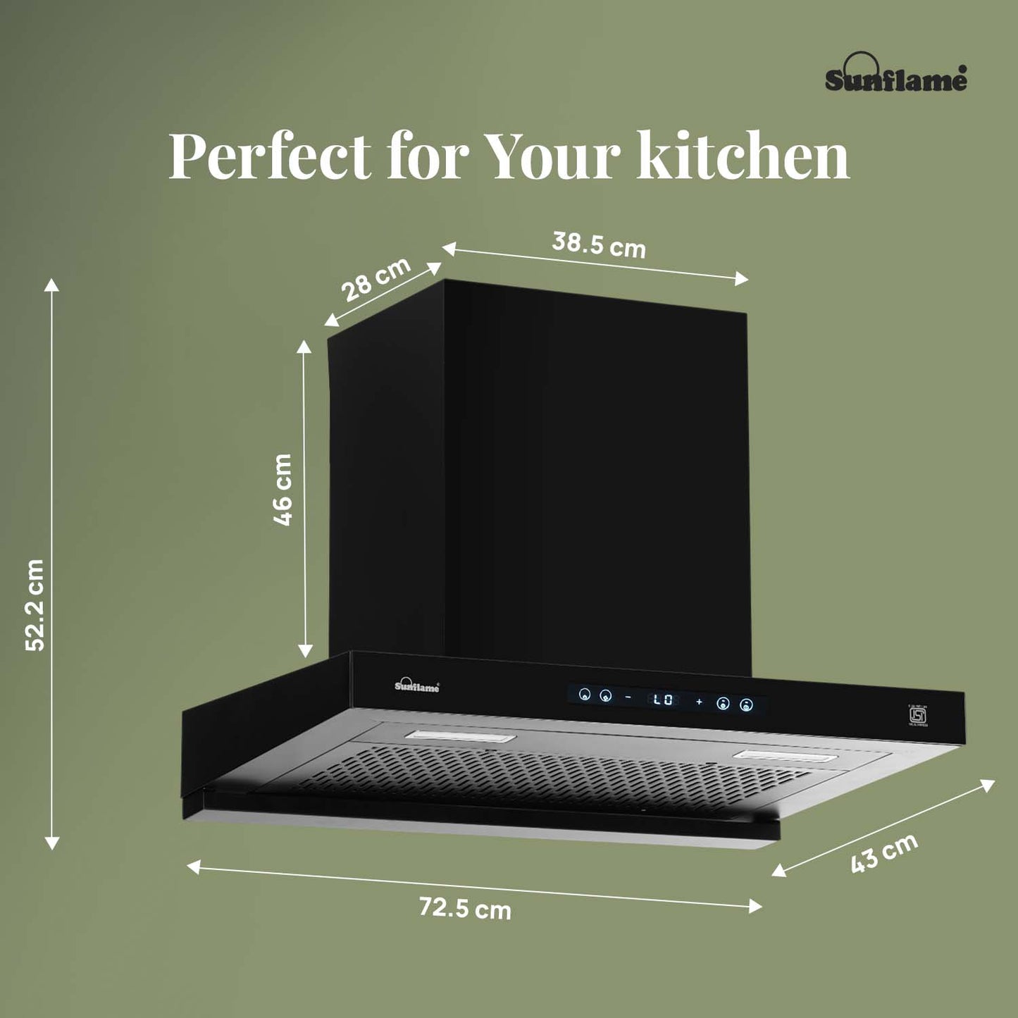 SF-AS75 | 75 cm BLDC Chimney | 1400 m³/hr suction | Low Noise Operation | Heat Auto Clean