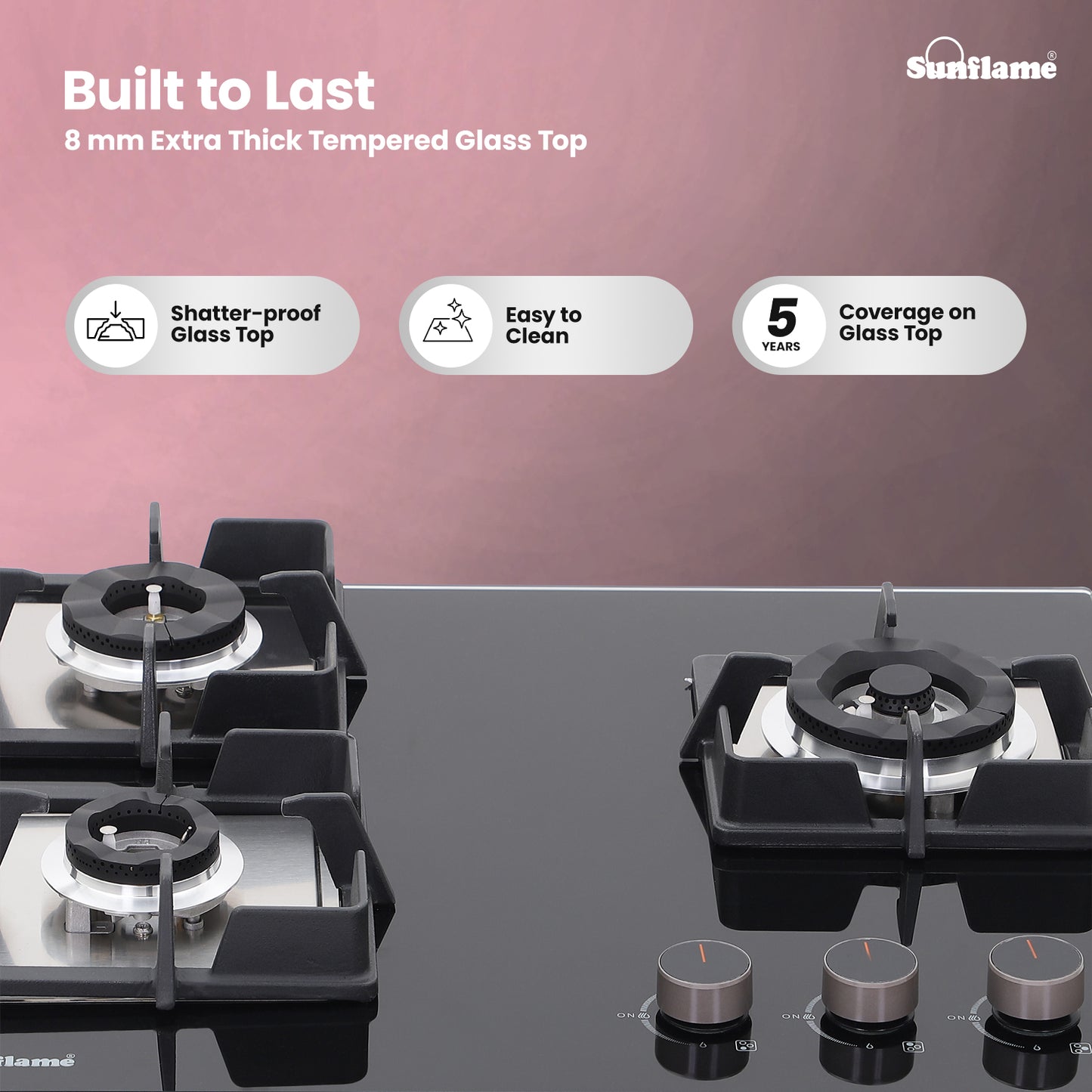 3 Burner Built-In & Countertop Flexi Hob 60 cm Wide | Flame Failure Device