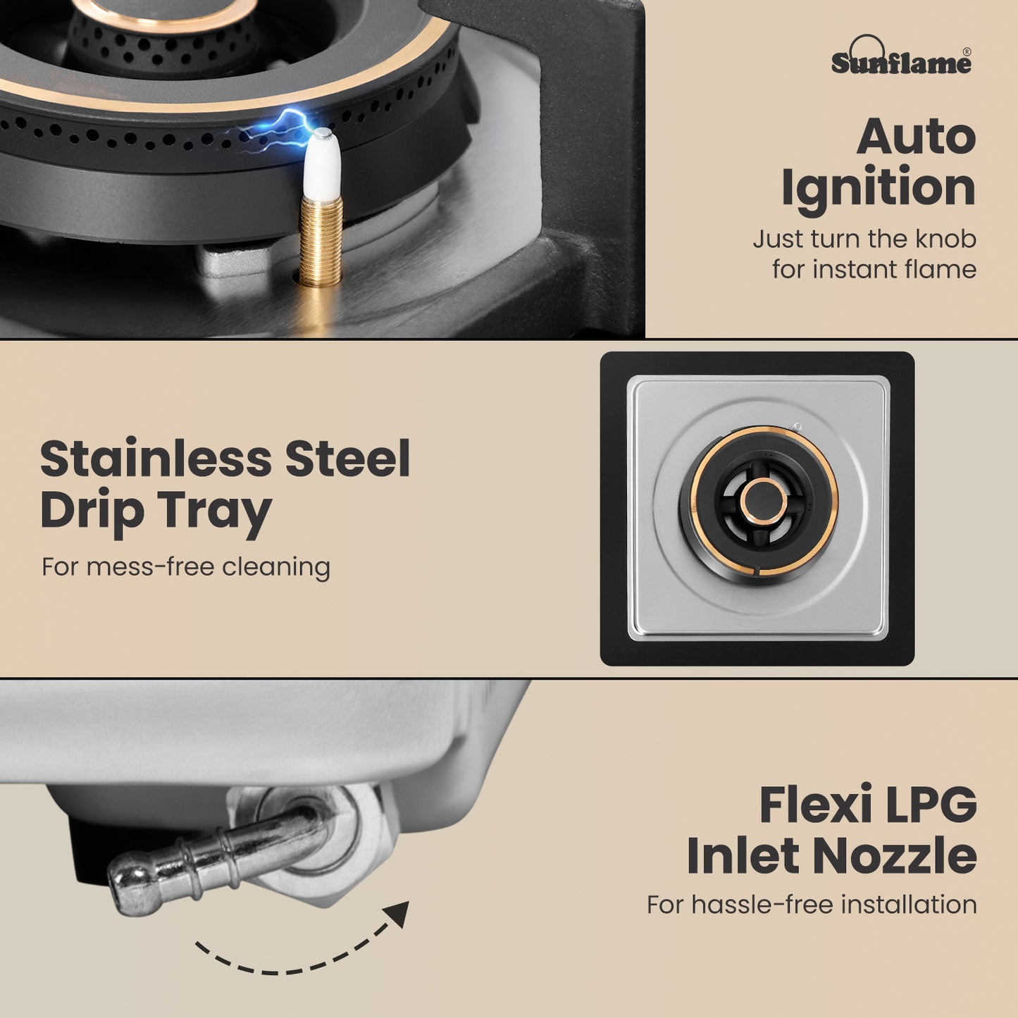 4 Burner Built-In & Countertop Flexi Hob 78 cm Wide | Bevelled Edges