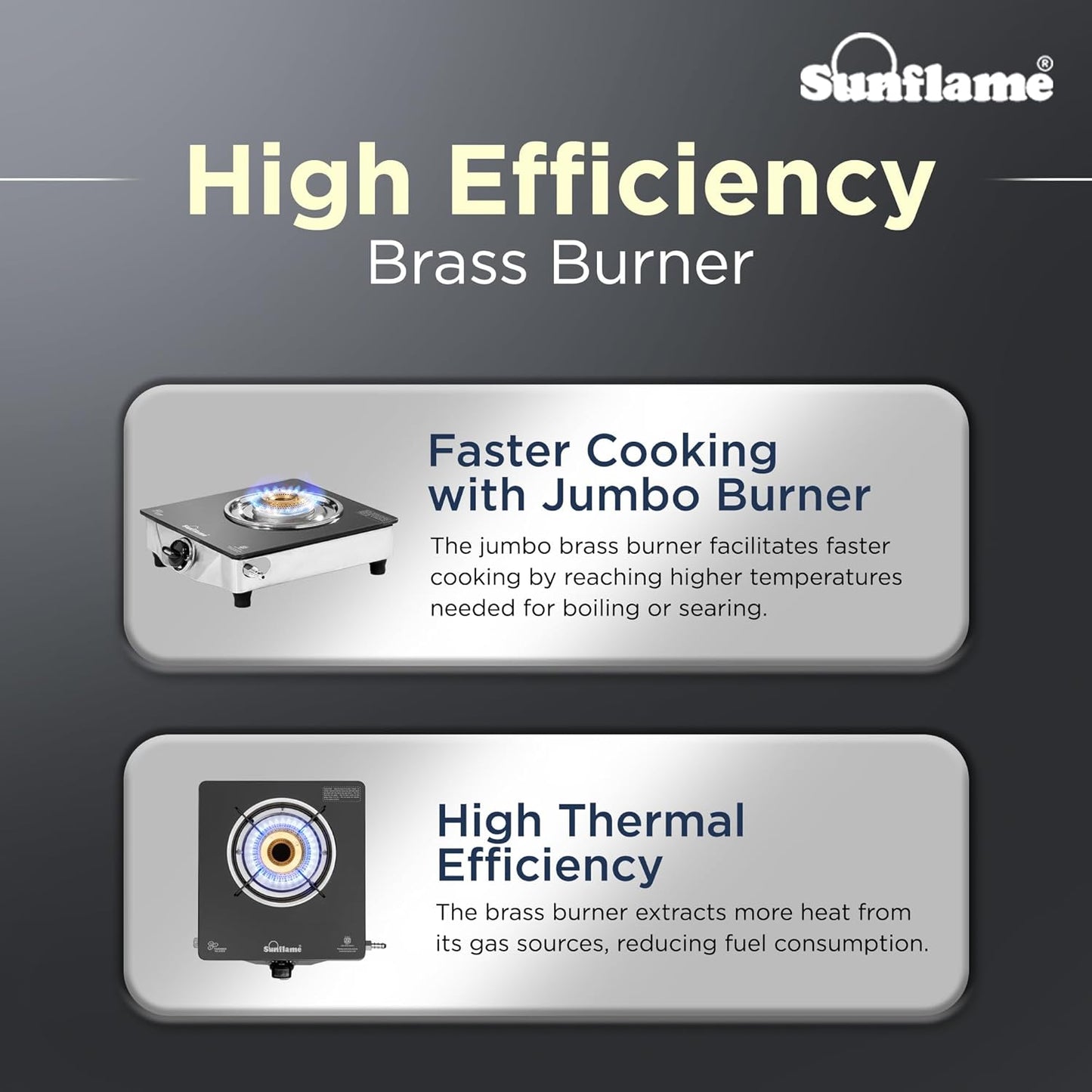 One Burner Gas Stove | Jumbo Burner | Heavy Duty Pan Support| Silver