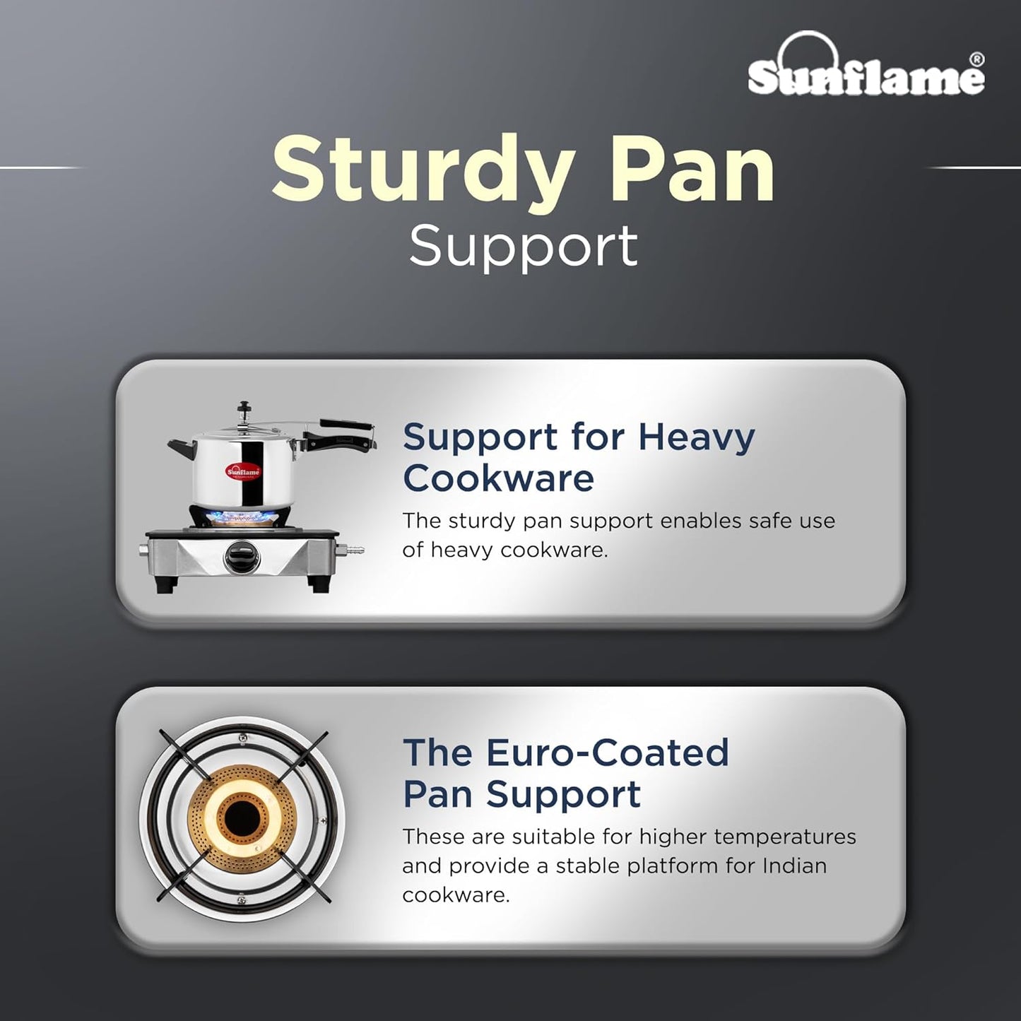 One Burner Gas Stove | Jumbo Burner | Heavy Duty Pan Support| Silver