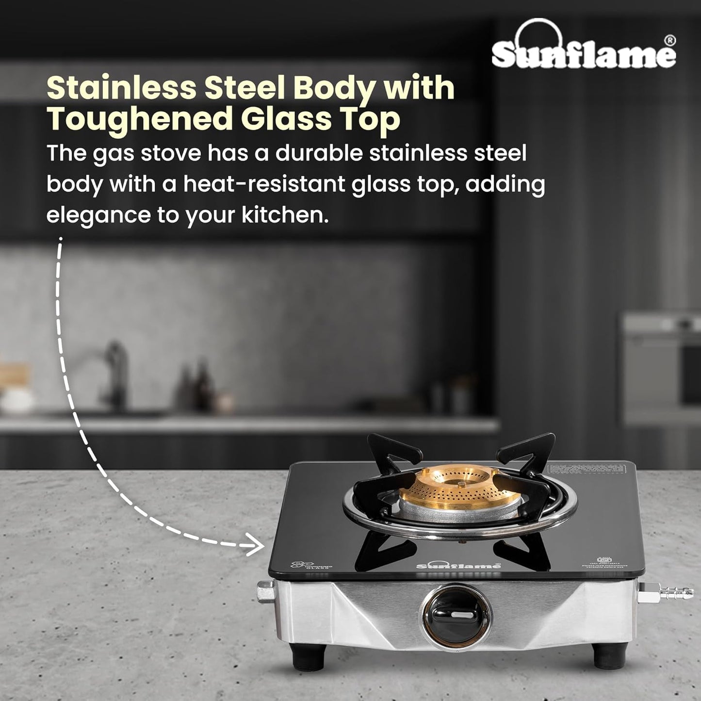 One Burner Gas Stove | Jumbo Burner | Heavy Duty Pan Support| Silver