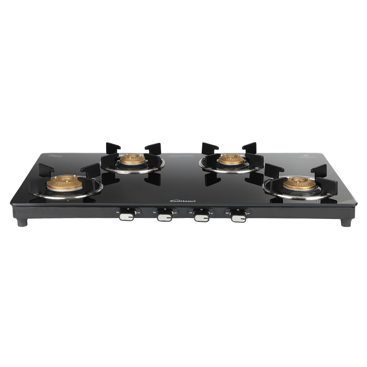 Zenial 4 Burner Slim Glass Top Gas Stove | 80 cm Wide | Toughened Glass Top
