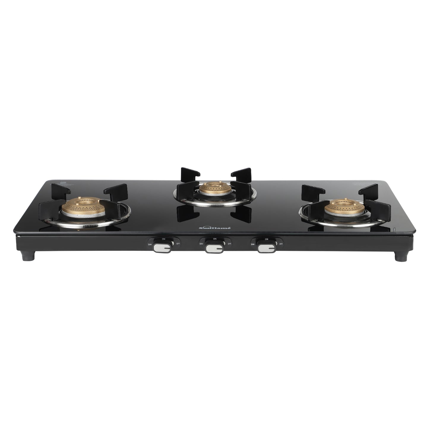 Zenial 3 Burner Slim Glass Top Gas Stove | 75 cm Wide | Toughened Glass Top