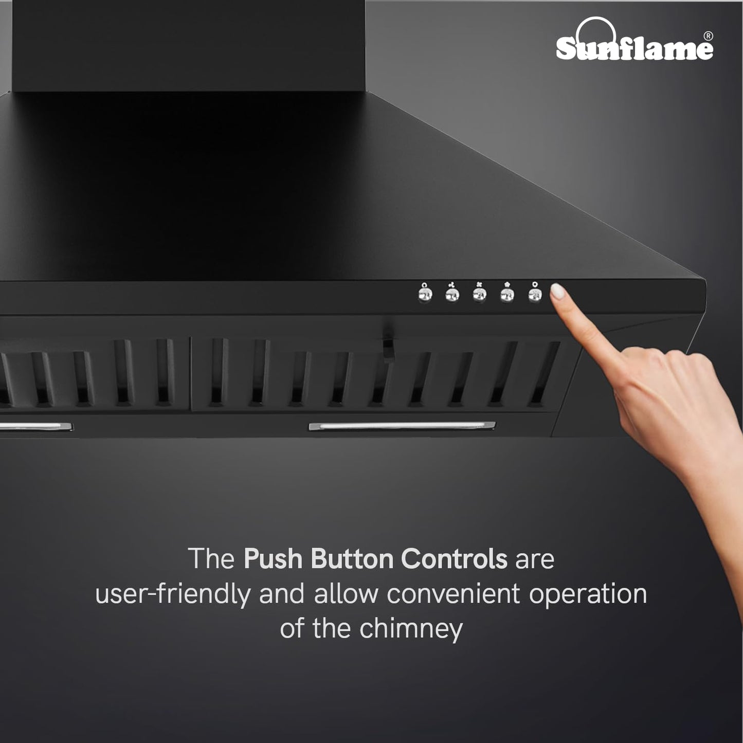 Maleo 60 BF Chimney | 60 cm | 900 m³/h Suction Capacity | Baffle Filters | Push Button Control