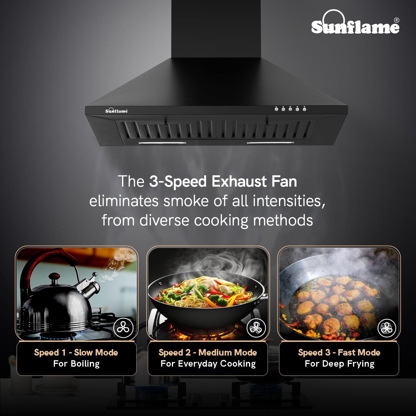 Maleo 60 BF Chimney | 60 cm | 900 m³/h Suction Capacity | Baffle Filters | Push Button Control