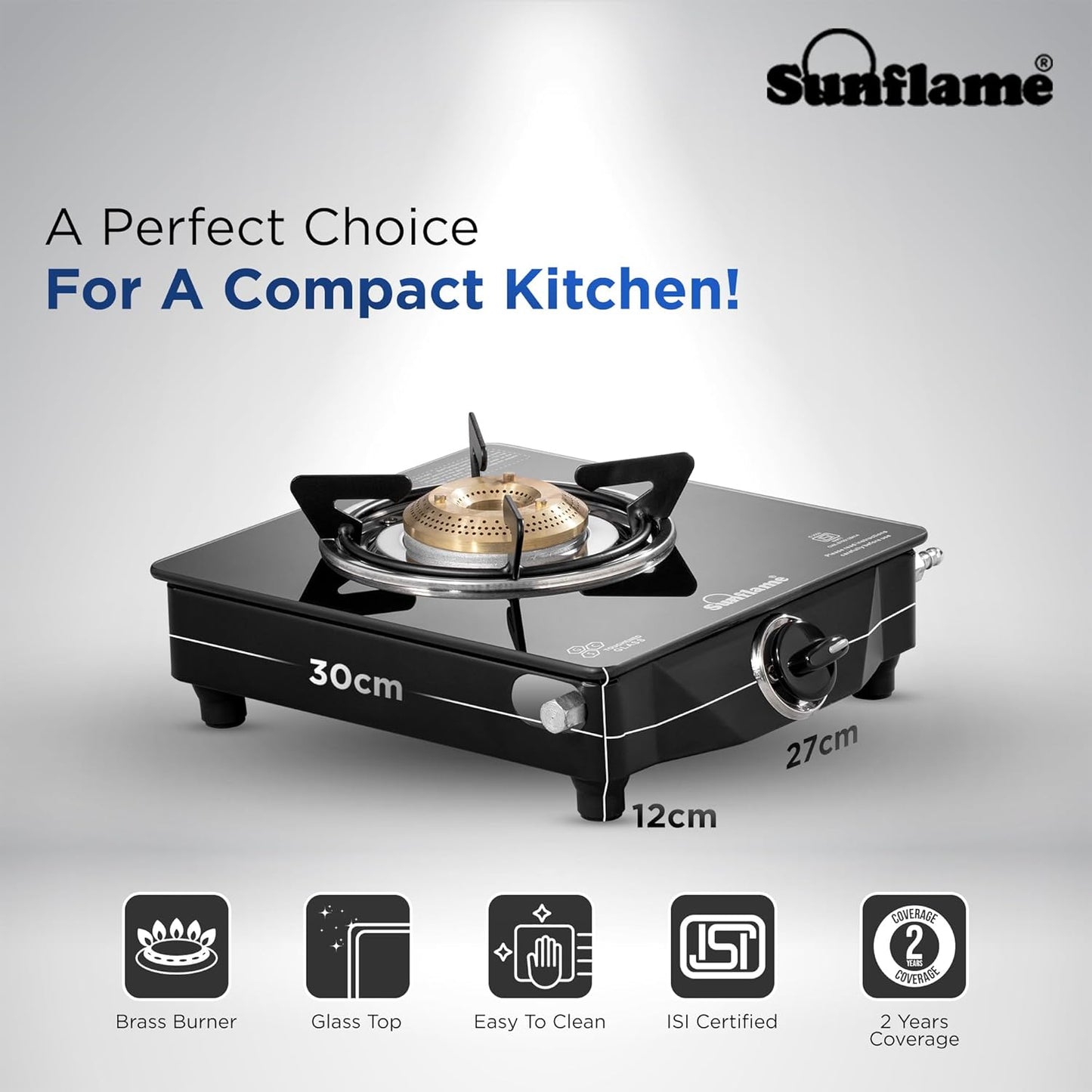 One Burner Gas Stove | Jumbo Burner Gas Stove | Heavy Duty Pan Support| Black