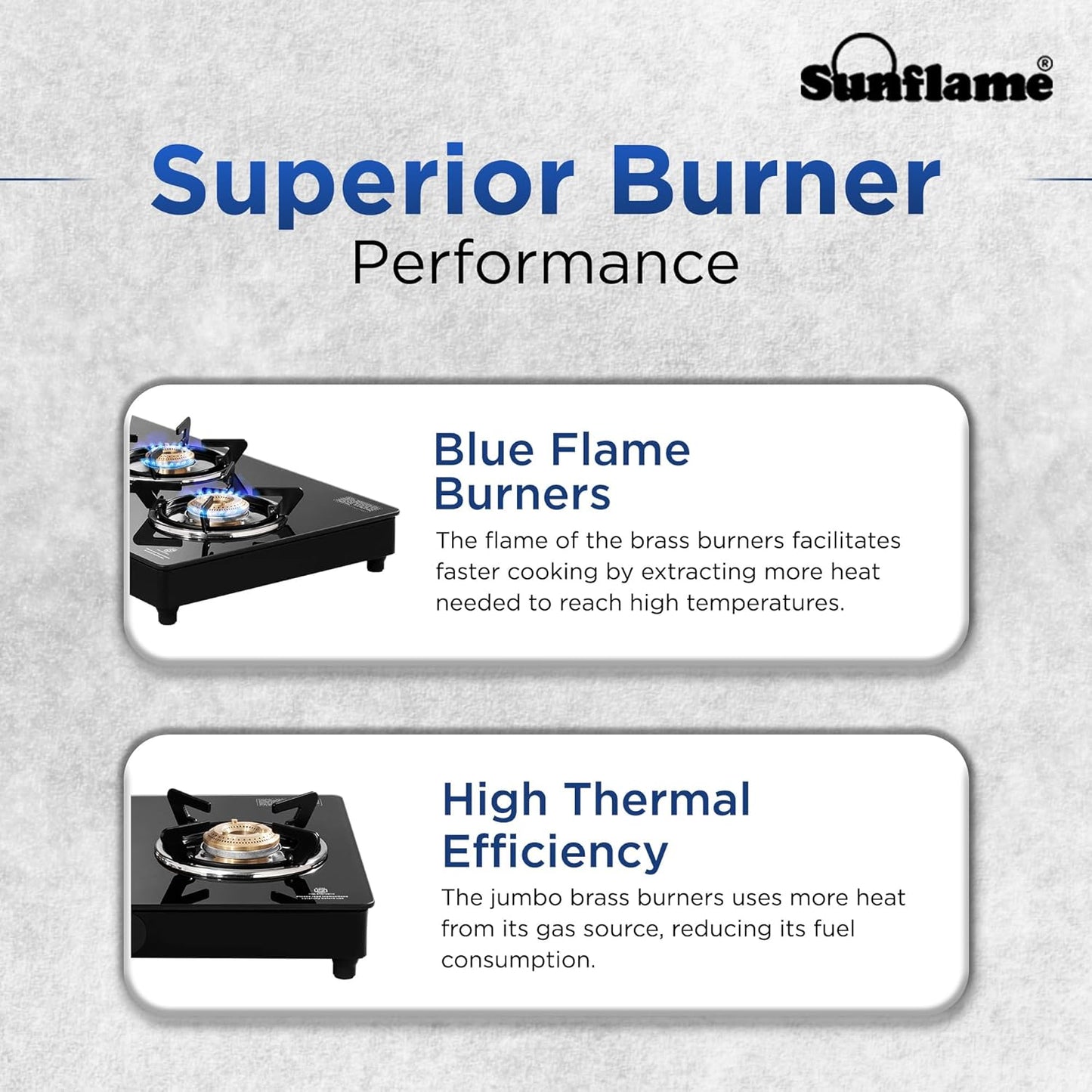 Crystal Nova 3 Burner Gas Stove | 1 Medium and 2 Small Brass Burners |Toughened Glass Top |Black
