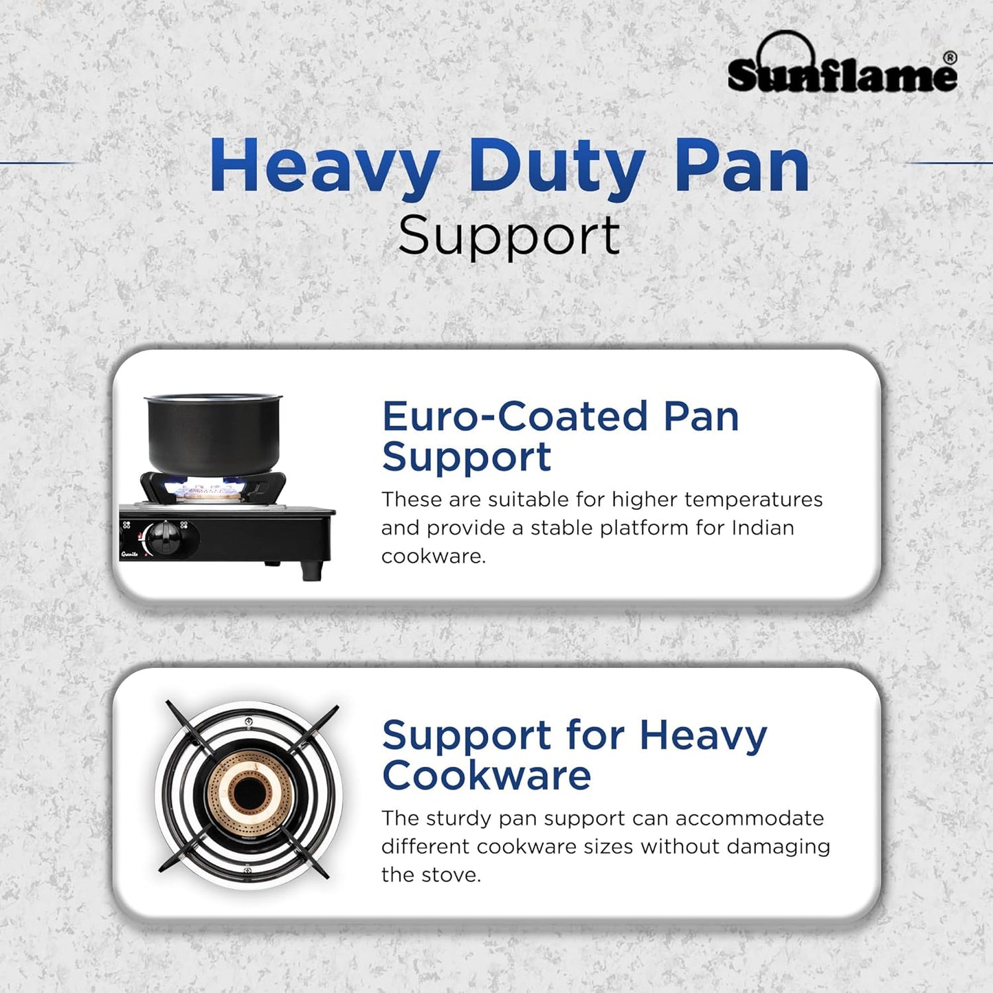 Sunflame Granito 4 Burner Gas Stove | 1 Jumbo, 1 Medium and 2 Small Brass Burners | 2 Years Product Coverage by Sunflame | Granite Finish Glass Top | Easy to Maintain | PAN India Presence| Black