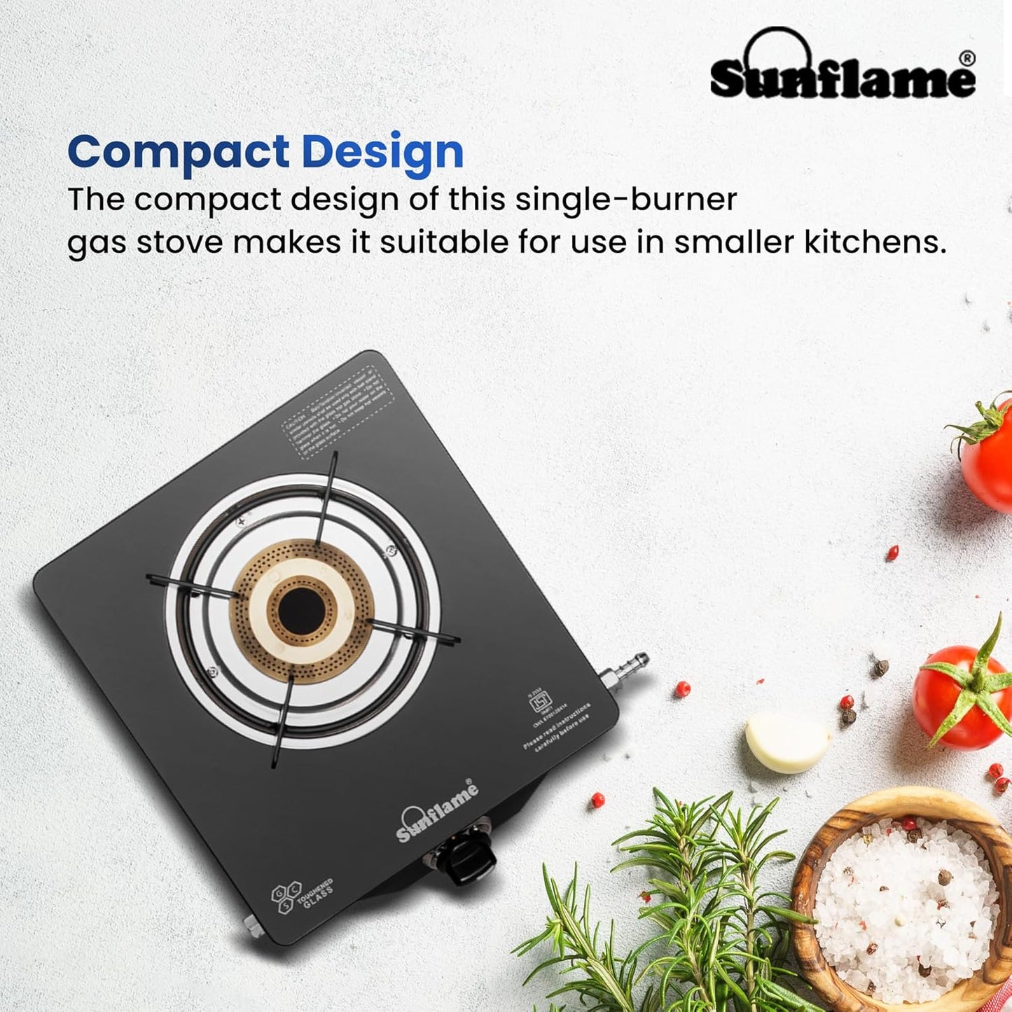 One Burner Gas Stove | Jumbo Burner Gas Stove | Heavy Duty Pan Support| Black
