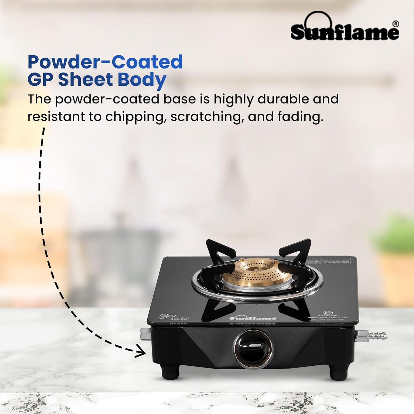 One Burner Gas Stove | Jumbo Burner Gas Stove | Heavy Duty Pan Support| Black