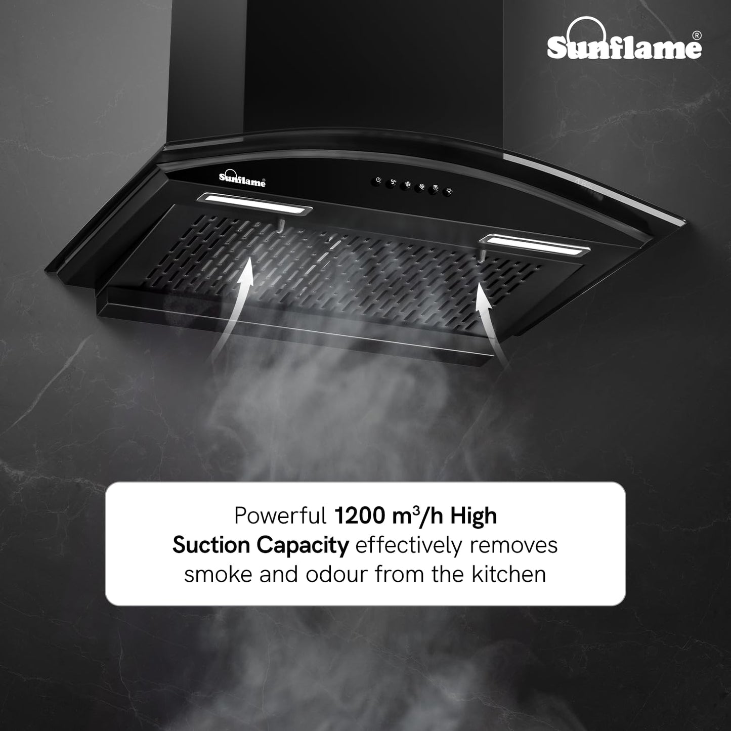 Lamia 60 FL HAC Filterless Auto-Clean Chimney | 60 cm | 1200 m³/h High Suction | Push Button Control