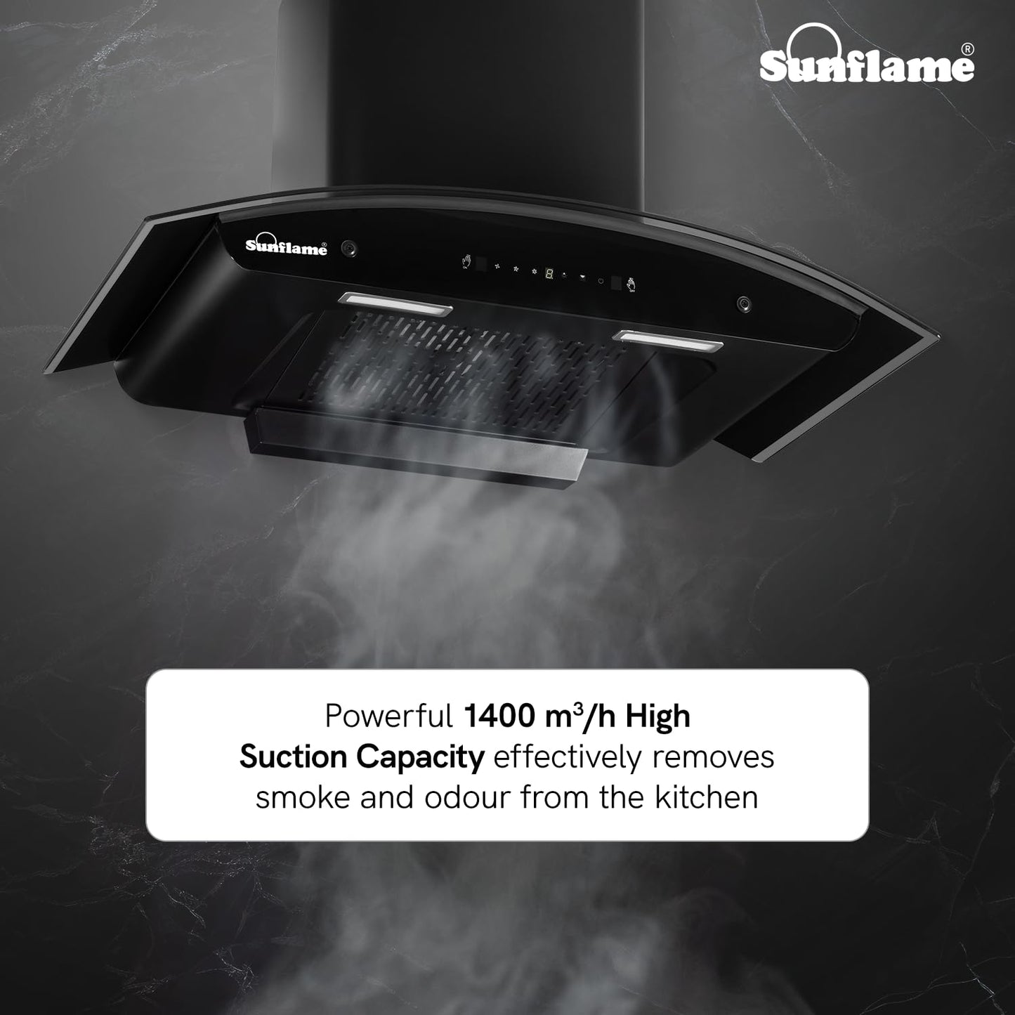 Lamia 90 FL HAC TC Filterless Auto-Clean Chimney | 90 cm | 1400 m³/h High Suction Capacity | Gesture Control with Touch Panel