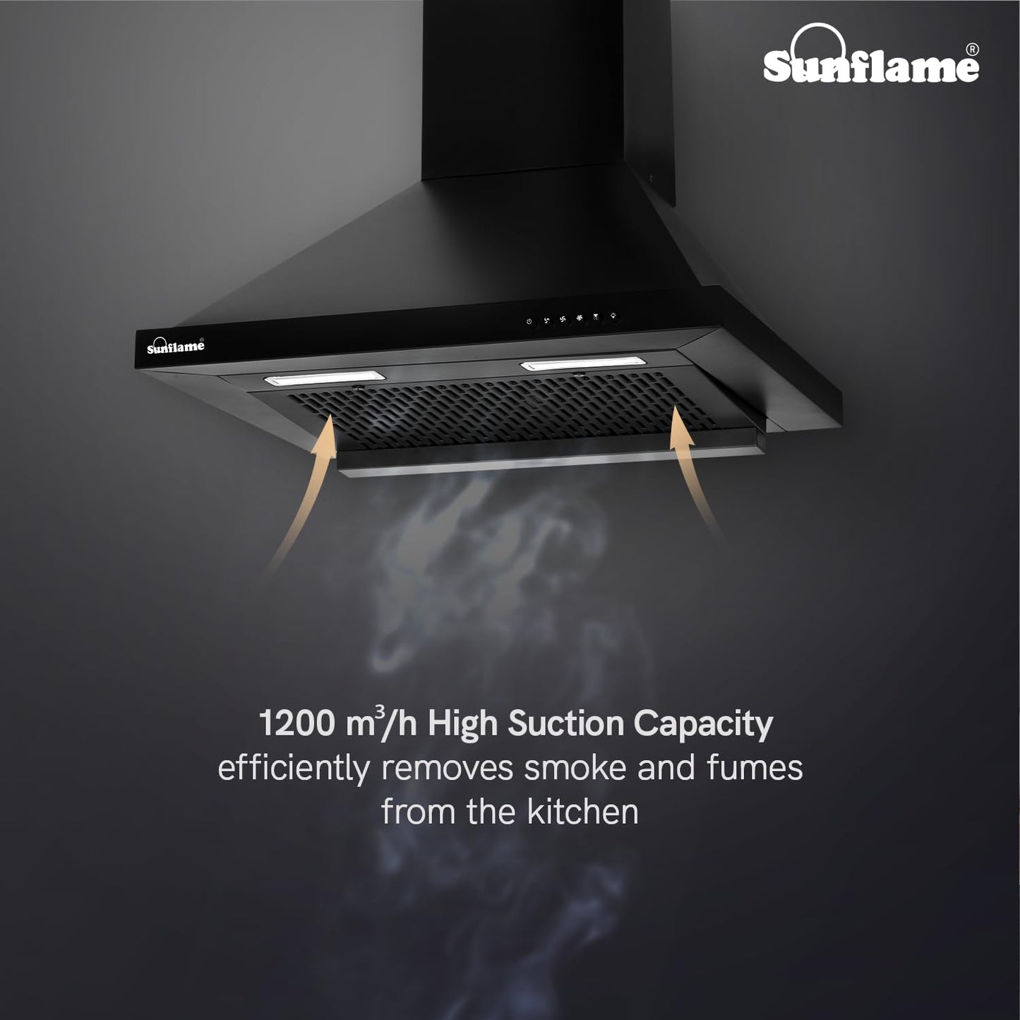 Maleo 60 FL HAC Filterless Auto-Clean Chimney | 60 cm| High Suction of 1200 m³/h | Push Button Control