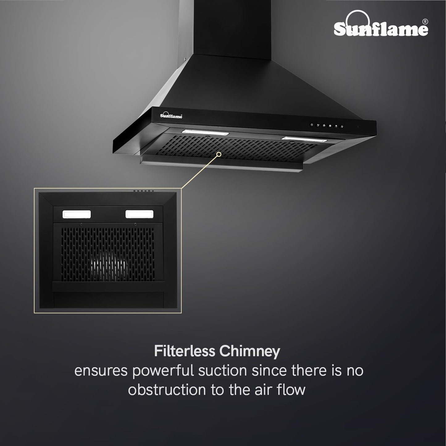 Maleo 60 FL HAC Filterless Auto-Clean Chimney | 60 cm| High Suction of 1200 m³/h | Push Button Control