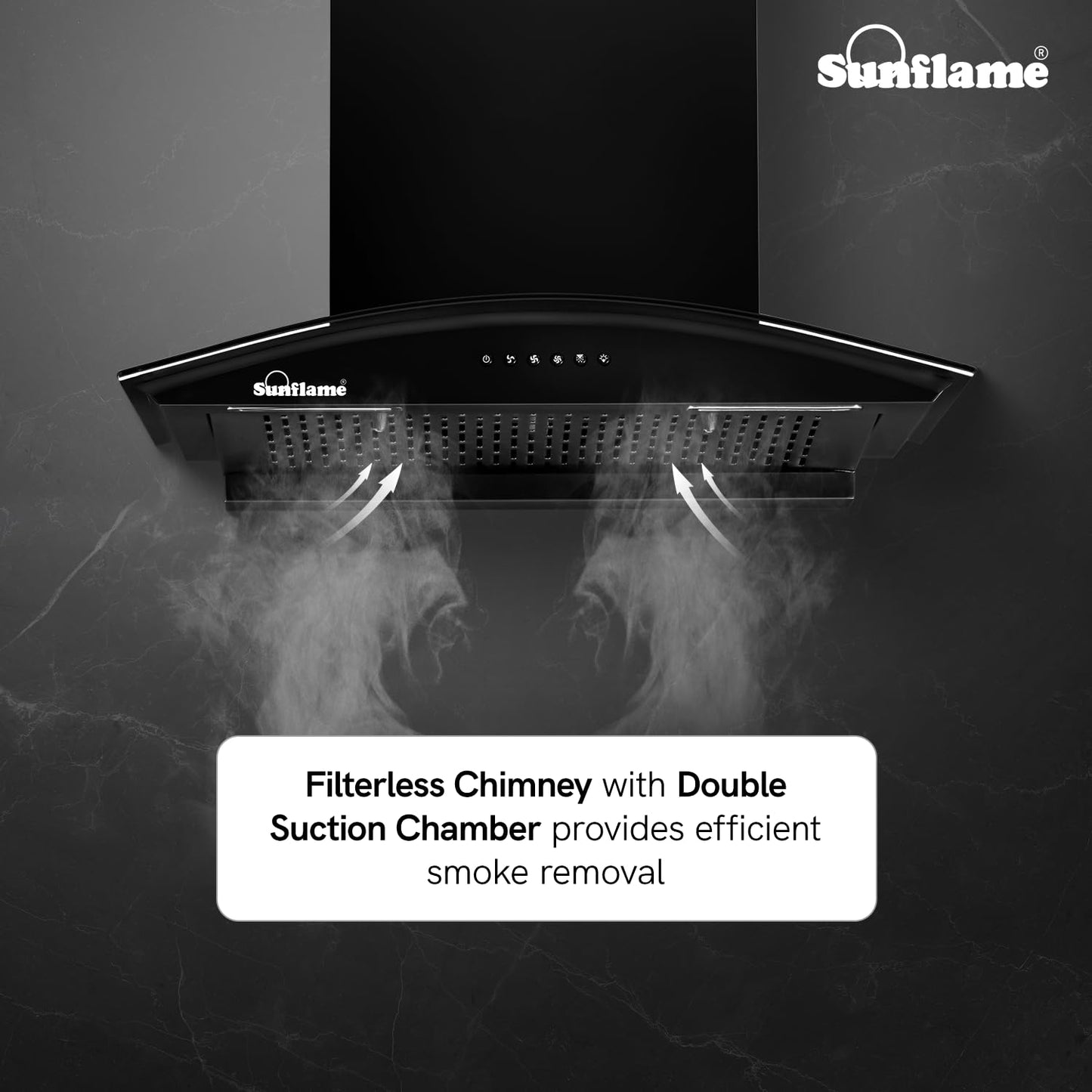 Lamia 60 FL HAC Filterless Auto-Clean Chimney | 60 cm | 1200 m³/h High Suction | Push Button Control