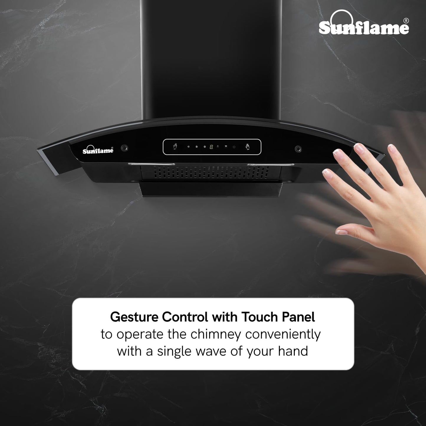 Lamia 90 FL HAC TC Filterless Auto-Clean Chimney | 90 cm | 1400 m³/h High Suction Capacity | Gesture Control with Touch Panel