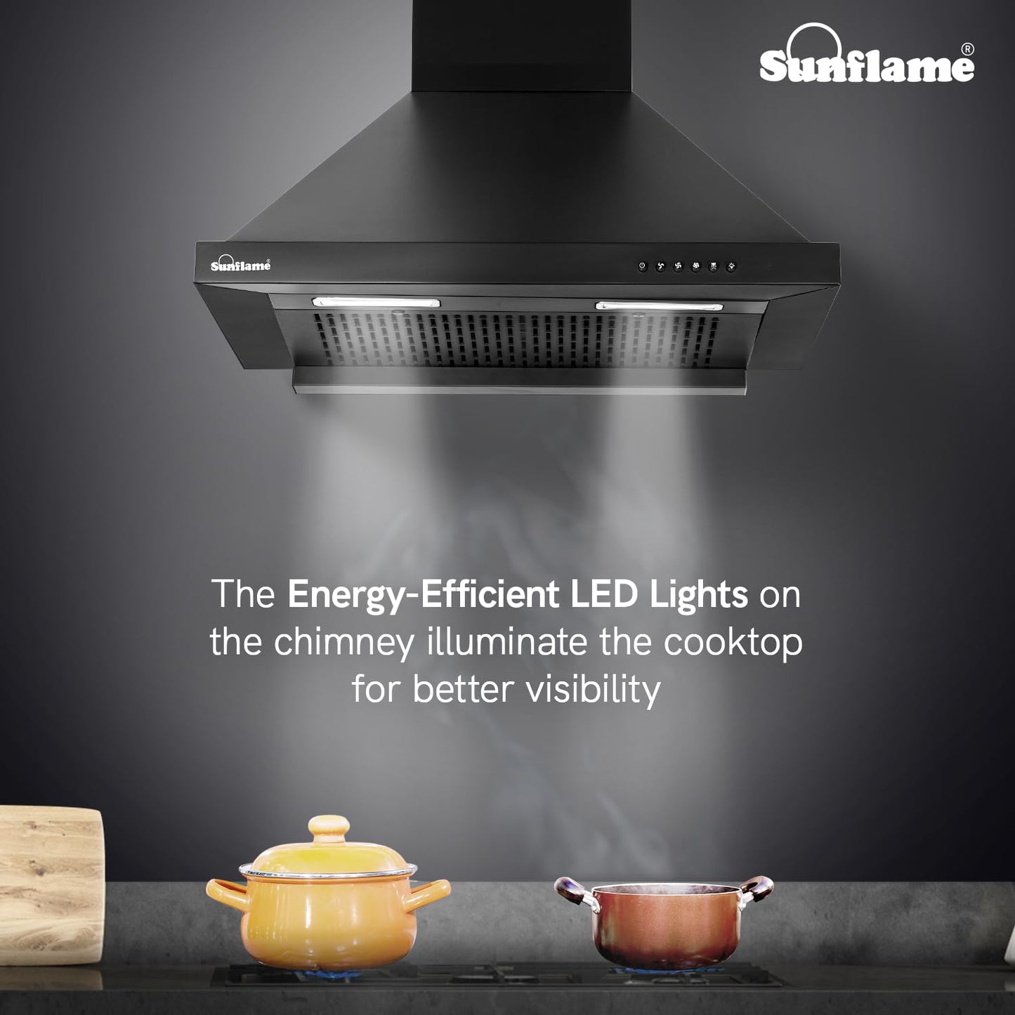 Maleo 60 FL HAC Filterless Auto-Clean Chimney | 60 cm| High Suction of 1200 m³/h | Push Button Control