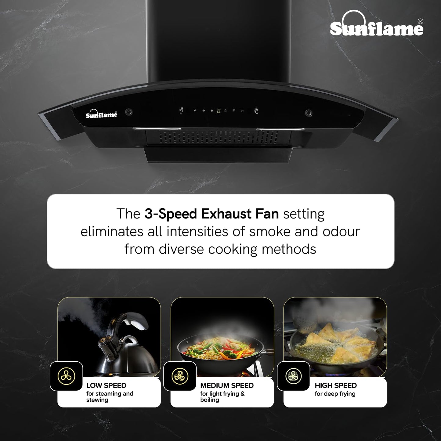Lamia 90 FL HAC TC Filterless Auto-Clean Chimney | 90 cm | 1400 m³/h High Suction Capacity | Gesture Control with Touch Panel