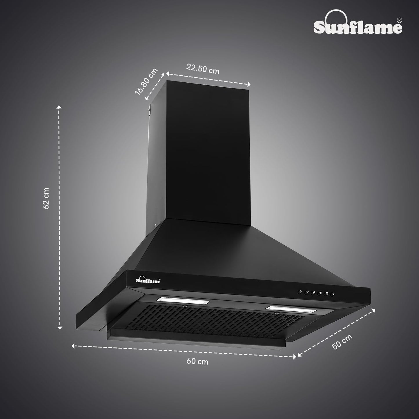Maleo 60 FL HAC Filterless Auto-Clean Chimney | 60 cm| High Suction of 1200 m³/h | Push Button Control