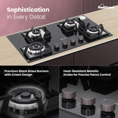 4 Burner Built-In & Countertop Flexi Hob 76 cm Wide | Flame Failure Detection