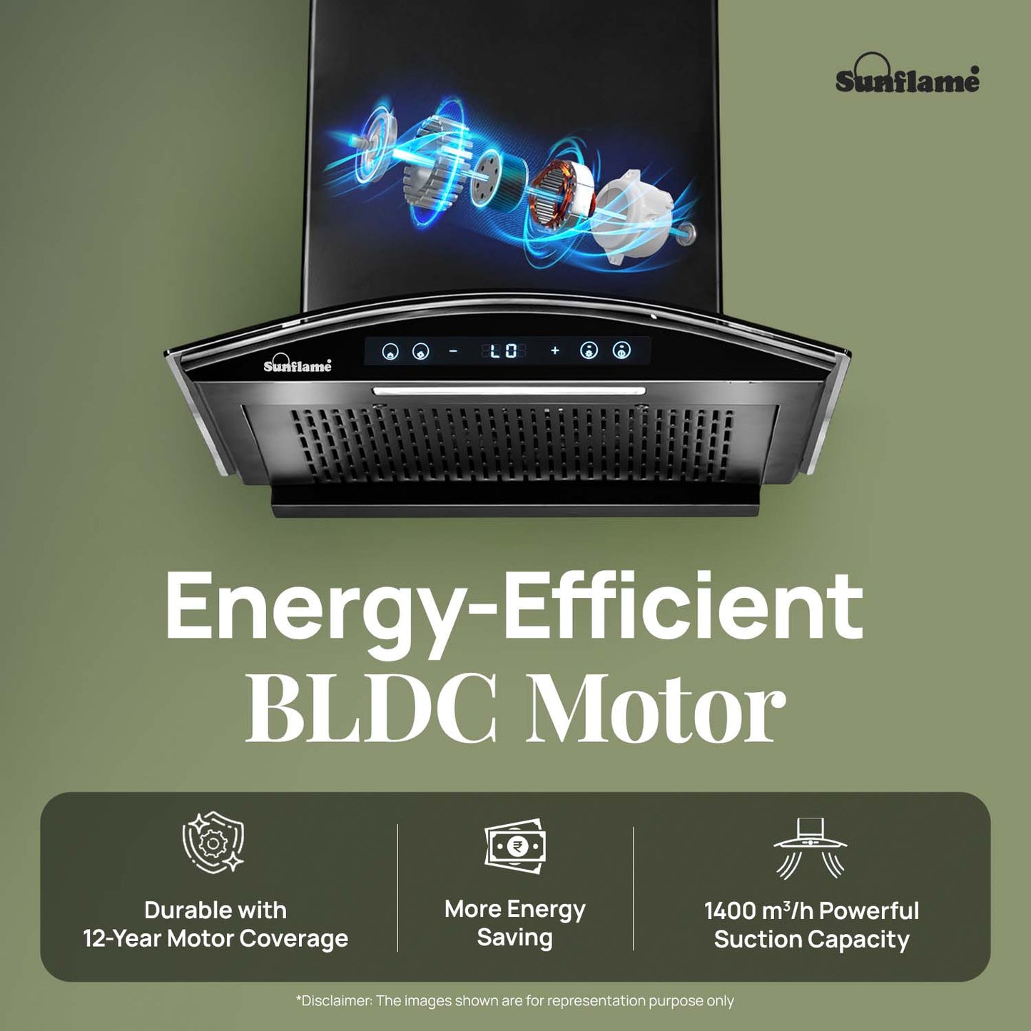 SF-RE60 | 60 cm BLDC Chimney | 1400 m³/hr suction | Low Noise Operation | Heat Auto Clean