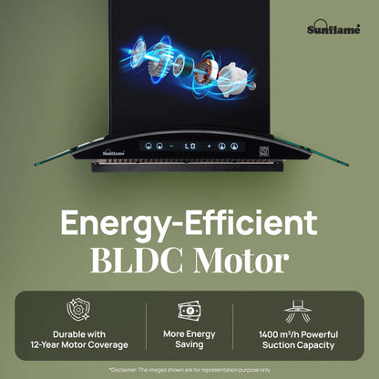 SF-RE75 | 75 cm BLDC Chimney | 1400 m³/hr suction | Low Noise Operation | Heat Auto Clean