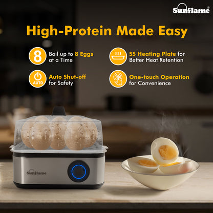 3-in-1 Egg Boiler | Boil 8 Eggs, Poach 4 Eggs, Steam Vegetables | 1 Year Warranty