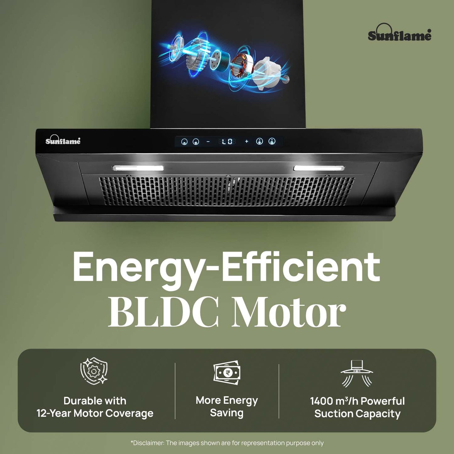 SF-AS90 | 90 cm BLDC Chimney | 1400 m³/hr suction | Low Noise Operation | Heat Auto Clean