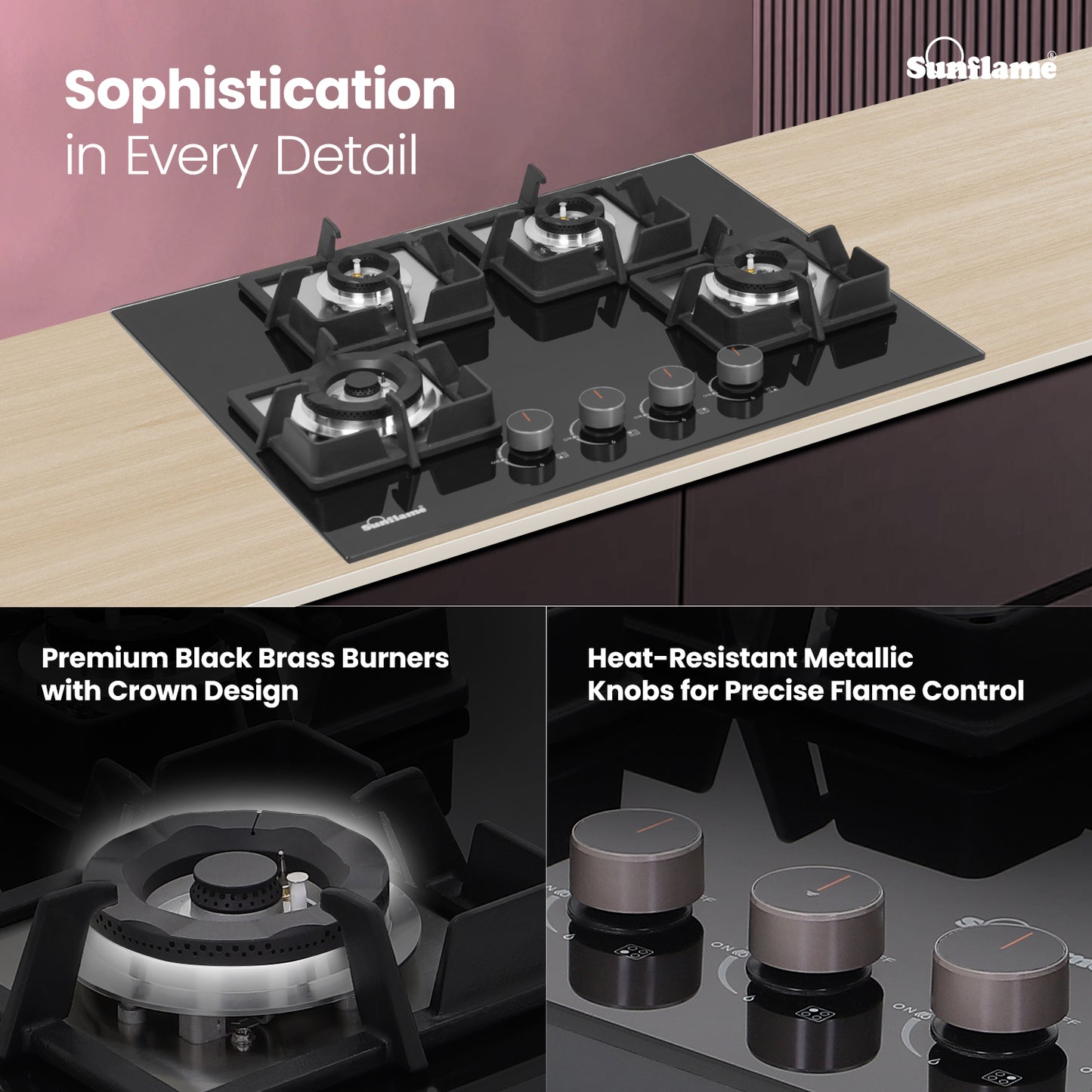 4 Burner Built-In & Countertop Flexi Hob 65 cm Wide | Flame Failure Device