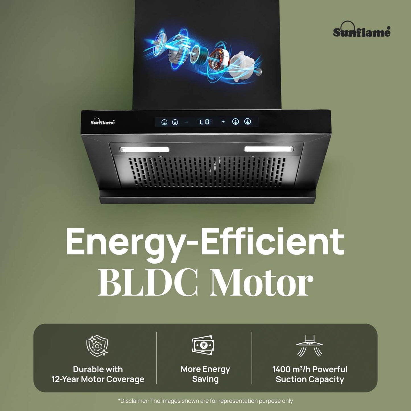 SF-AS60 | 60 cm BLDC Chimney | 1405 m³/hr suction | Low Noise Operation | Heat Auto Clean