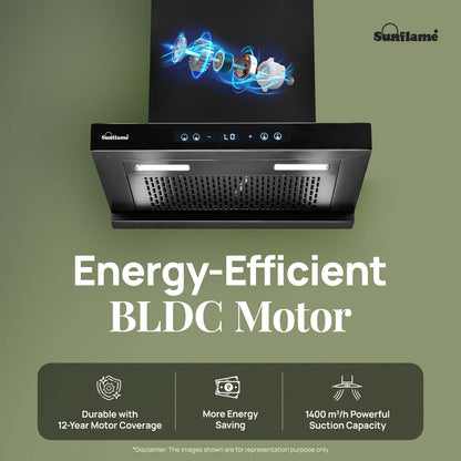 SF-AS60 | 60 cm BLDC Chimney | 1405 m³/hr suction | Low Noise Operation | Heat Auto Clean