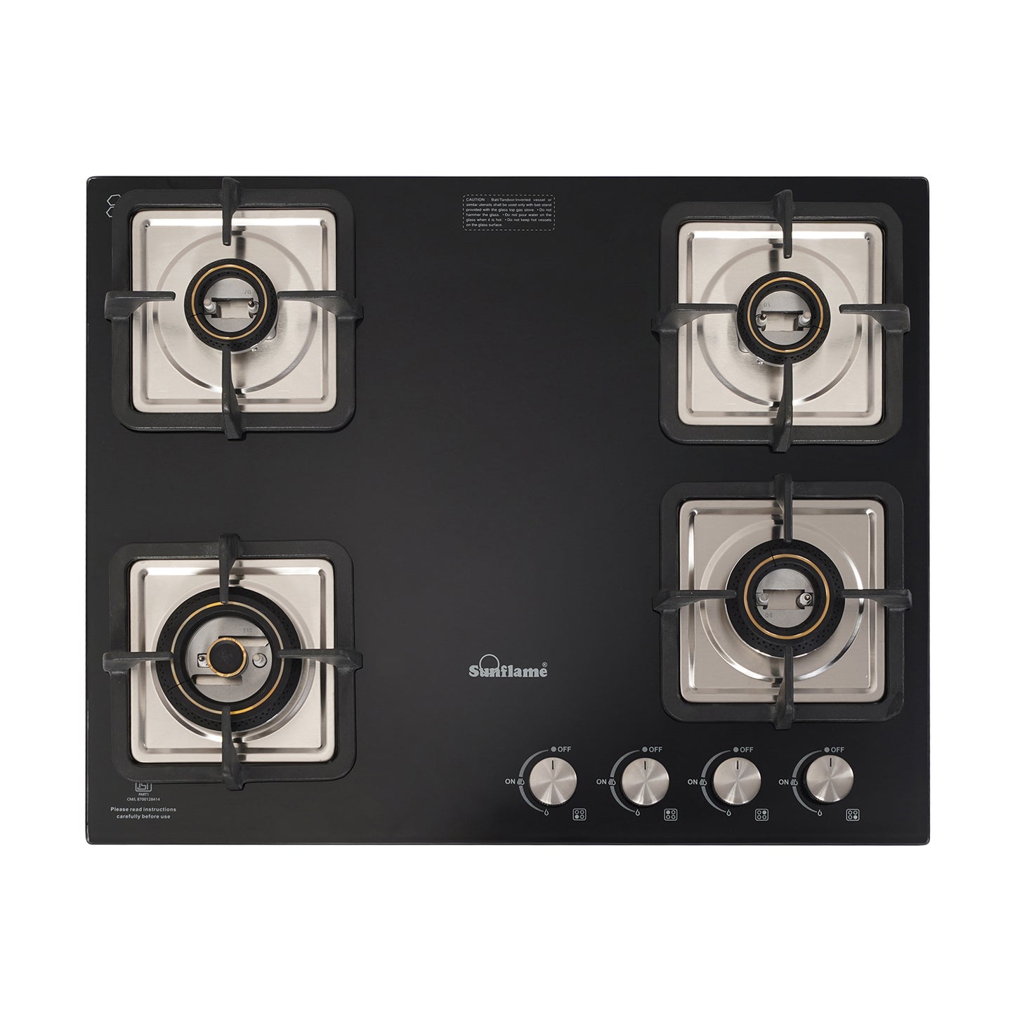 SFD 465 BCS 4 Burner Built-In & Countertop Flexi Hob 65 cm Wide | Ultra-Slim Body | 5 Year Glasstop Warranty