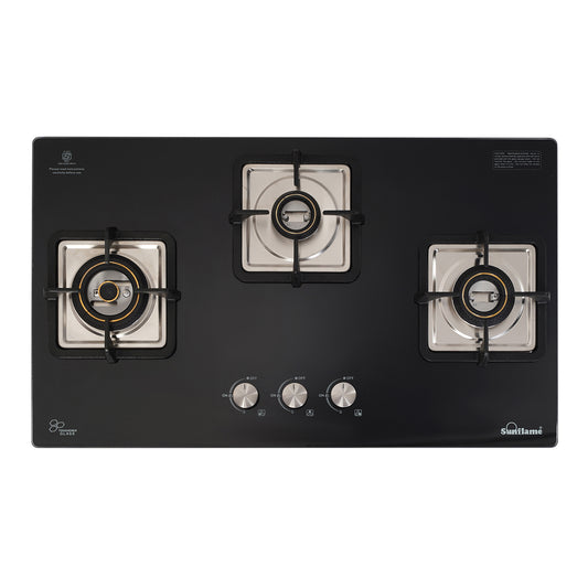 SFD 376 BCS 3 Burner Built-In & Countertop Flexi Hob 76 cm Wide | Ultra-Slim Body | 5 Year Glasstop Warranty