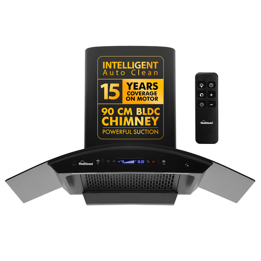 SF-SO90 | 90 cm BLDC Chimney | 1600 m³/hr Suction | Intelli Auto Clean | Low Noise Operation | Remote Control