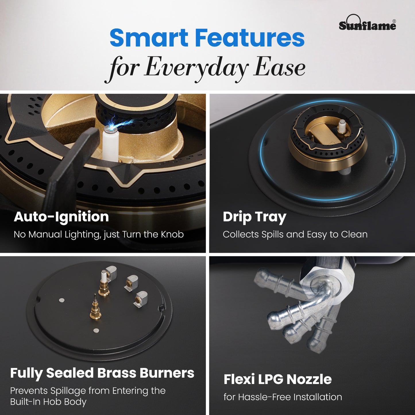 SHA 360 OBR 3 Burner Built-In & Countertop Flexi Hob 60 cm Wide | Flame Failure Device | 10 Year Glasstop Warranty