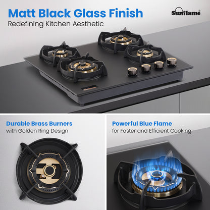 SHA 460 OBR 4 Burner Built-In & Countertop Flexi Hob 60 cm Wide | Flame Failure Device | 10 Year Glasstop Warranty