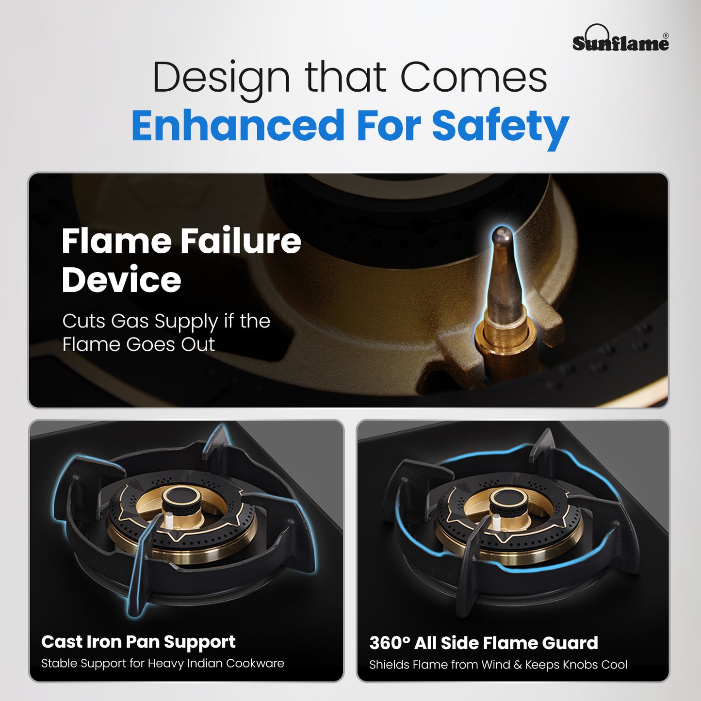 SHA 460 OBR 4 Burner Built-In & Countertop Flexi Hob 60 cm Wide | Flame Failure Device | 10 Year Glasstop Warranty