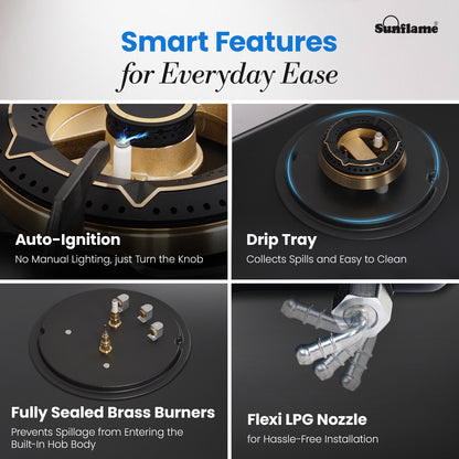 SHA 487 OBR 4 Burner Built-In & Countertop Flexi Hob 87 cm Wide | Flame Failure Device | 10 Year Glasstop Warranty