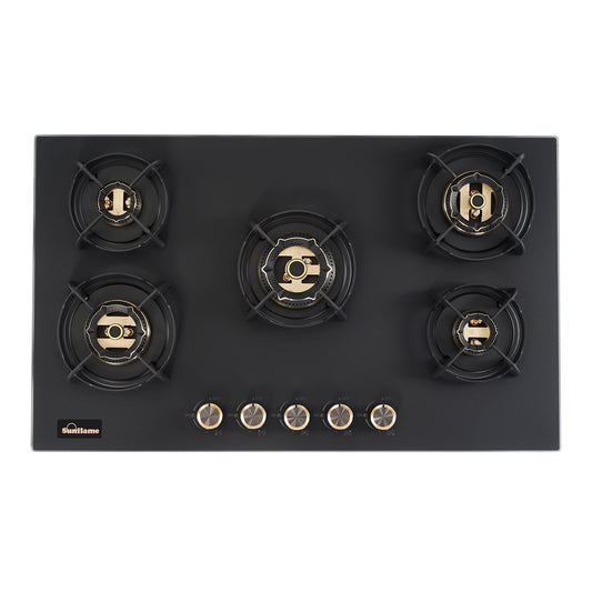 SHA 587 OBR 5 Burner Built-In & Countertop Flexi Hob 87 cm Wide | Flame Failure Device | 10 Year Glasstop Warranty