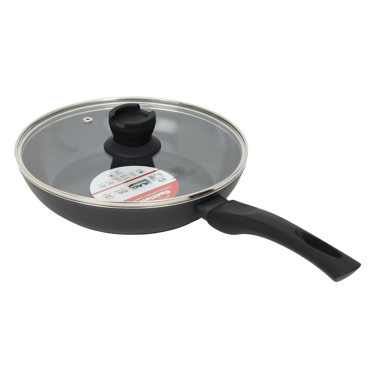 Ceramic Non-Stick Fry Pan 24 cm with Glass Lid | Induction and Gas Stove Compatible