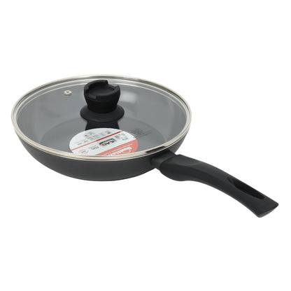 Ceramic Non-Stick Fry Pan 24 cm with Glass Lid | Induction and Gas Stove Compatible