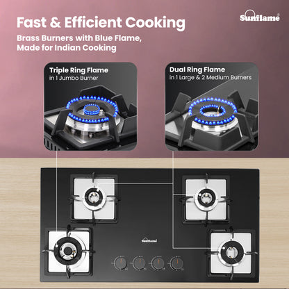 4 Burner Built-In & Countertop Flexi Hob 80 cm Wide |  Flame Failure Device