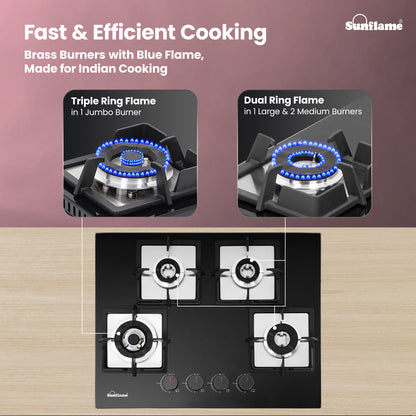 4 Burner Built-In & Countertop Flexi Hob 65 cm Wide | Flame Failure Device