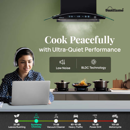 SF-RE75 | 75 cm BLDC Chimney | 1400 m³/hr suction | Low Noise Operation | Heat Auto Clean